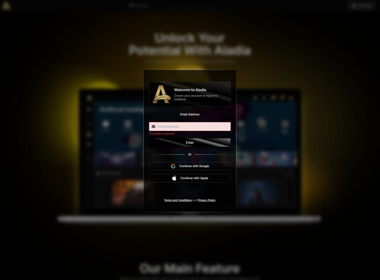 Aladia Learning Platform screen 1