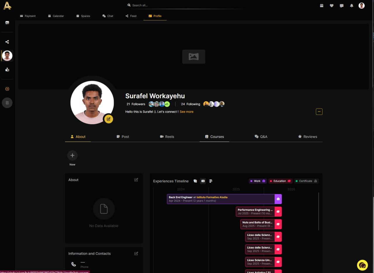 Aladia Learning Platform screen 2